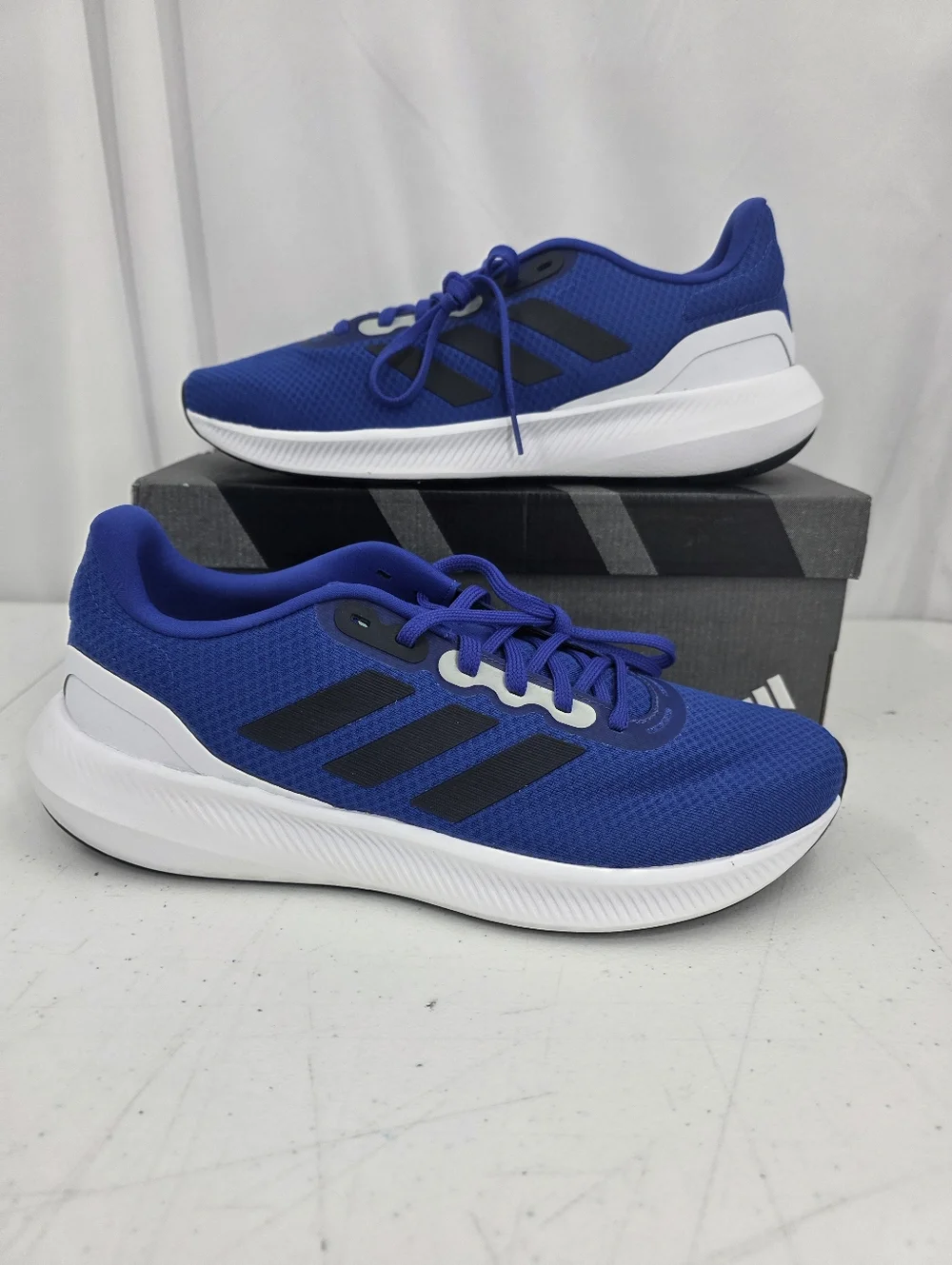 New Adidas Runfalcon 3.0 Cloudfoam Blue Black Running Shoes Mens Size 10 HP7549.